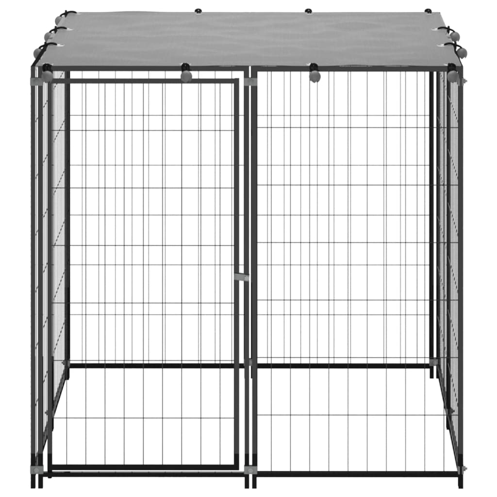 NNEVL Dog Kennel Black 110x110x110 cm Steel